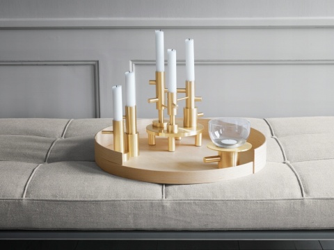 Świecznik na długą świecę 10cm FRITZ HANSEN złoty