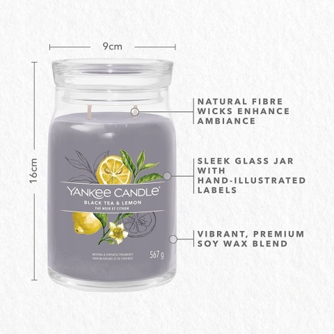 YC SIGNATURE - Świeca duża BLACK TEA & LEMON