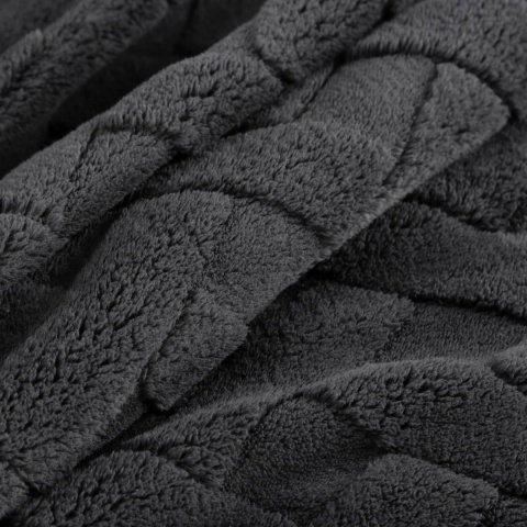 Koc CARO 200x220 cm czarny w jodełkę 340 g/m² Eurofirany