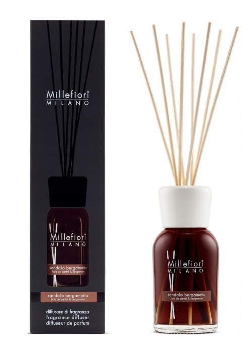 MILLEFIORI MILANO SANDALO BERGAMOTTO dyfuzor zapachowy i pałeczki 250 ml