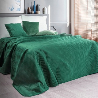 Narzuta welwetowa SOFIA 220x240 cm ciemnozielona pikowana Eurofirany