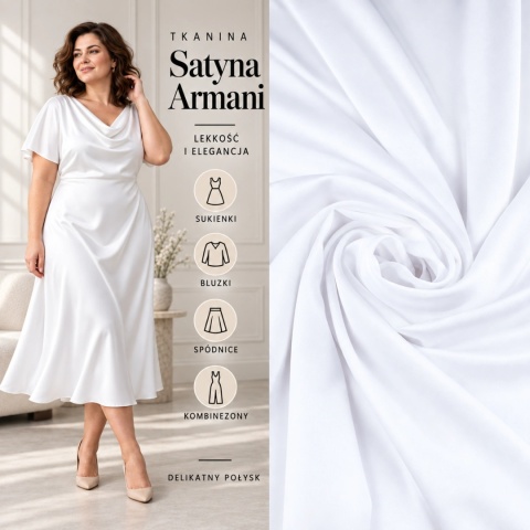 Satyna armani biały