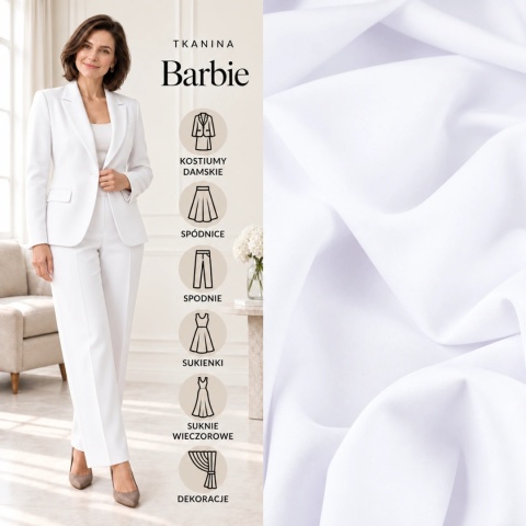 Tkanina Barbie biała na metry