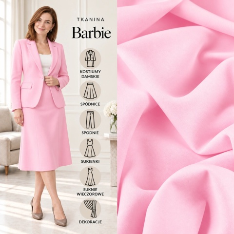 Tkanina Barbie jasny róż na metry