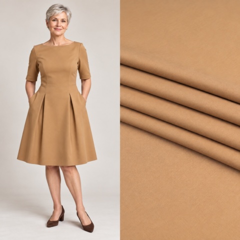 Tkanina kostiumowa ciemnobeżowa na metry - szer. 150 cm - 250 g/m²