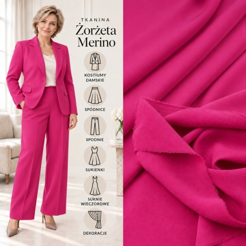Żorżeta elastyczna amarantowa premium na metry - szer. 150 cm - 240 g/m²