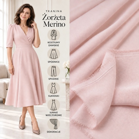 Żorżeta elastyczna brudny róż premium na metry - szer. 150 cm - 240 g/m²