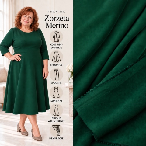 Żorżeta elastyczna butelkowa zieleń premium na metry - szer. 150 cm - 240 g/m²