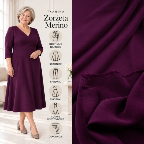 Żorżeta elastyczna fioletowa premium na metry - szer. 150 cm - 240 g/m²