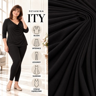 Dzianina ITY czarna na metry - szer. 150 cm - 180 g/m²
