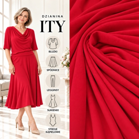 Dzianina ITY czerwona na metry - szer. 150 cm - 180 g/m²