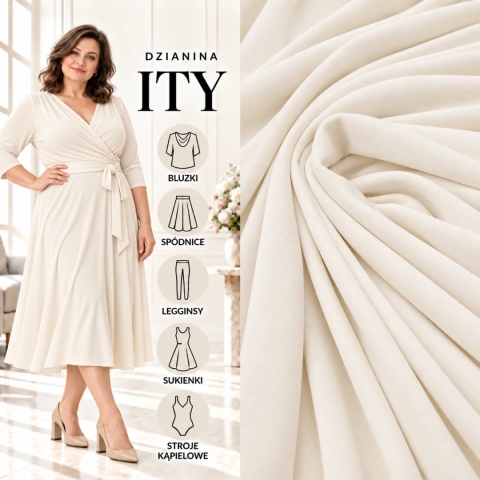 Dzianina ITY ecru na metry - szer. 150 cm - 180 g/m²