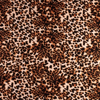 Dzianina Kimo jasnobeżowa w brązowo-czarną panterkę na metry - szer. 150 cm - 180 g/m²