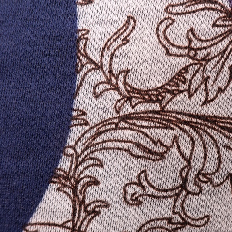 Dzianina Punto różowo-granatowa w faliste pasy i ornamenty na metry - szer. 150 cm - 280 g/m²