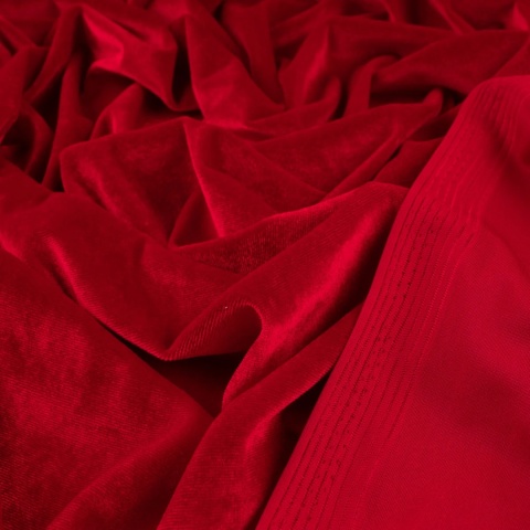 Dzianina Welur Cuba czerwona na metry - szer. 150 cm - 280 g/m²