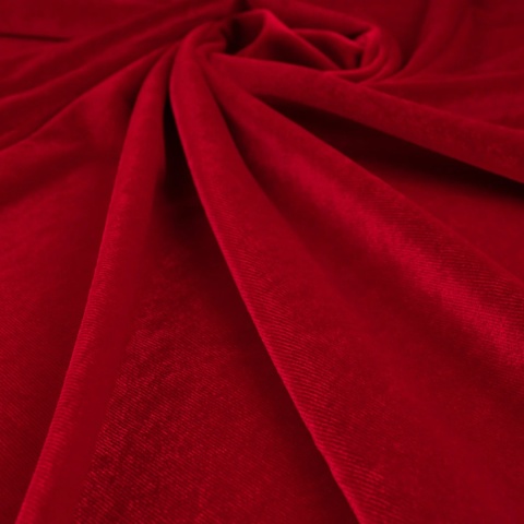 Dzianina Welur Cuba czerwona na metry - szer. 150 cm - 280 g/m²