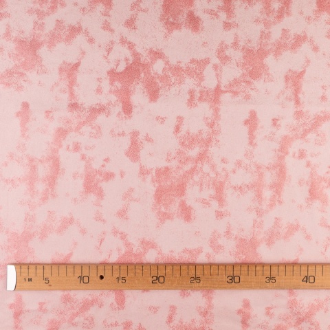 Dzianina zamszowa jasnoróżowa marmurkowa na szarym spodzie - na metry - szer. 150 cm - 280 g/m²