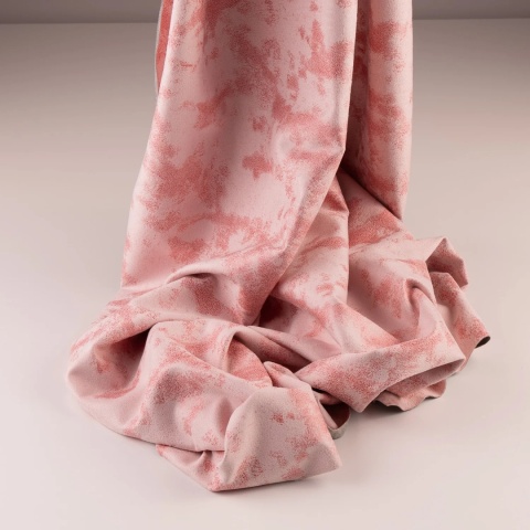 Dzianina zamszowa jasnoróżowa marmurkowa na szarym spodzie - na metry - szer. 150 cm - 280 g/m²
