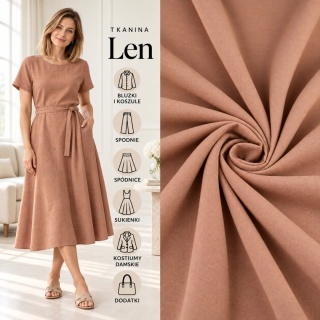 Tkanina len z wiskozą ciemny beż na metry - szer. 150 cm - 200 g/m²