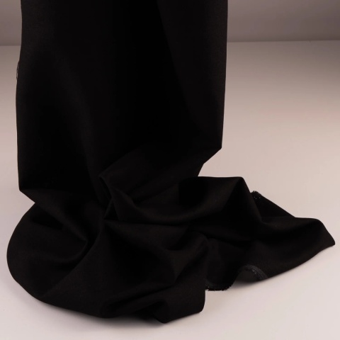 Tkanina len z wiskozą czarna na metry - szer. 150 cm - 200 g/m²