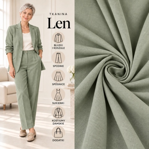 Tkanina len z wiskozą szałwiowa na metry - szer. 150 cm - 200 g/m²