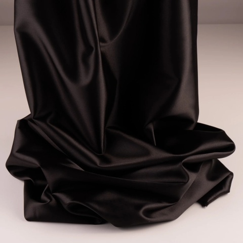 Tkanina Satyna cienka czarna na metry - szer. 150 cm - 180 g/m²