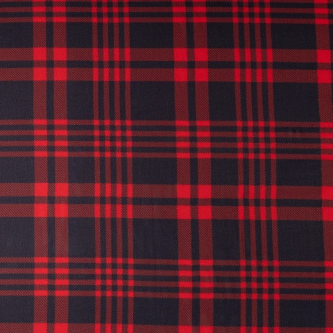 Tkanina Szyfon czerwono-czarny w szkocką kratę na metry - szer. 150 cm - 90 g/m²