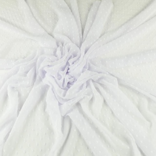 Szyfon haftowany biały w drobne kropki na metry - szer. 150 cm - 90 g/m²