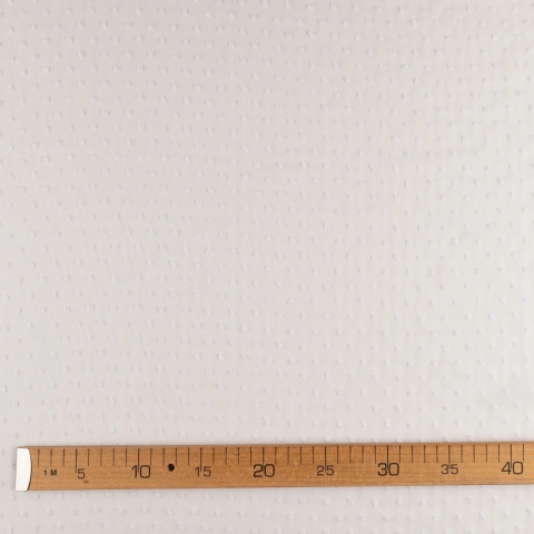 Szyfon haftowany biały w drobne kropki na metry - szer. 150 cm - 90 g/m²