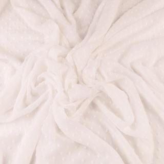 Szyfon haftowany ecru w drobne kropki na metry - szer. 150 cm - 90 g/m²