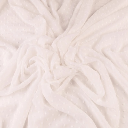 Szyfon haftowany ecru w drobne kropki na metry - szer. 150 cm - 90 g/m²