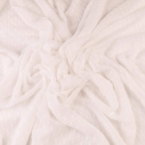 Szyfon haftowany ecru w drobne kropki na metry - szer. 150 cm - 90 g/m²