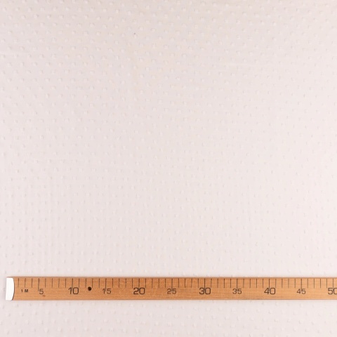 Szyfon haftowany ecru w drobne kropki na metry - szer. 150 cm - 90 g/m²