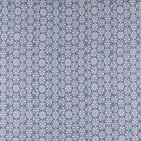 Tkanina Szyfon błękitno-granatowy w geometryczne rozety na metry - szer. 150 cm - 90 g/m²