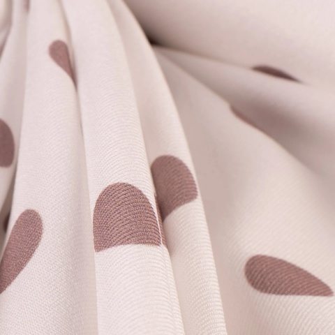 Tkanina Twill ecru w ciemnobeżowe grochy na metry - szer. 150 cm - 180 g/m²