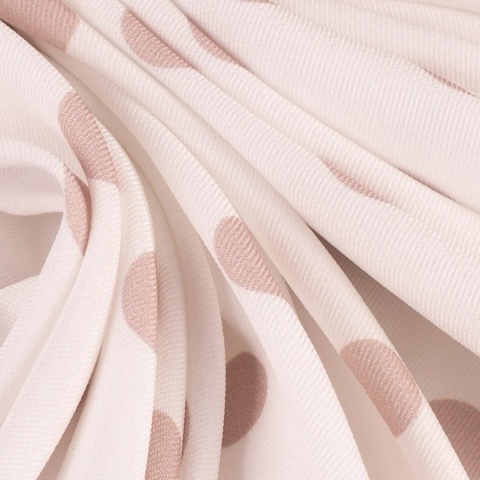 Tkanina Twill ecru w jasnobeżowe grochy na metry - szer. 150 cm - 180 g/m²