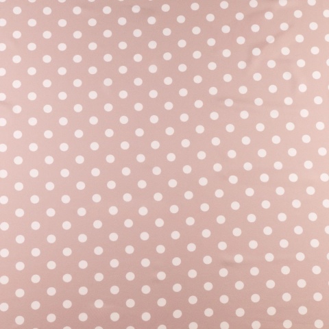 Tkanina Twill jasnobeżowa w białe grochy na metry - szer. 150 cm - 180 g/m²