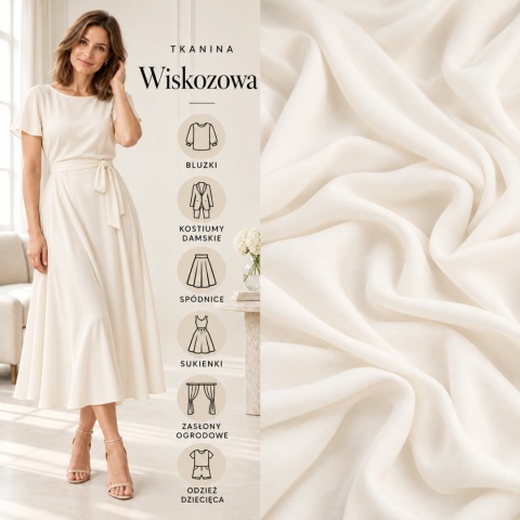 Tkanina wiskozowa ecru na metry - szer. 150 cm - 120 g/m²
