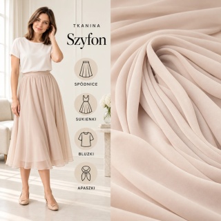 Szyfon beżowy na metry - szer. 150 cm - 90 g/m²