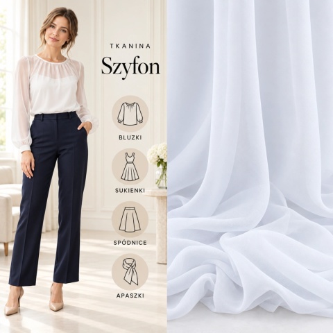 Szyfon biały na metry - szer. 150 cm - 90 g/m²
