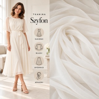 Szyfon ecru na metry - szer. 150 cm - 90 g/m²