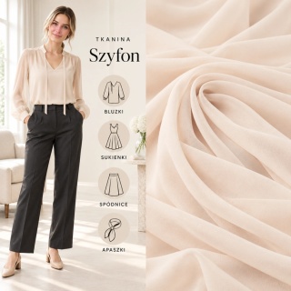 Szyfon jasny beż na metry - szer. 150 cm - 90 g/m²