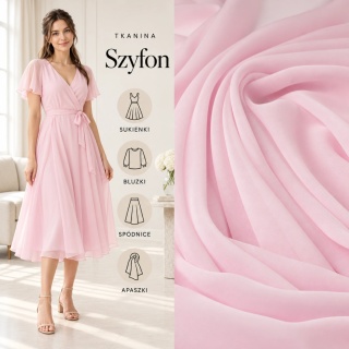 Szyfon jasny róż na metry - szer. 150 cm - 90 g/m²
