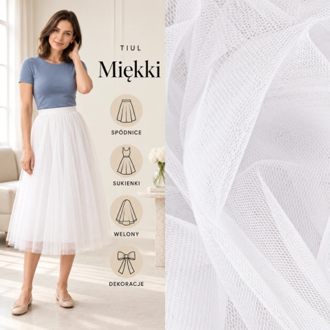 Tiul miękki biały na metry - szer. 150 cm - 30 g/m²
