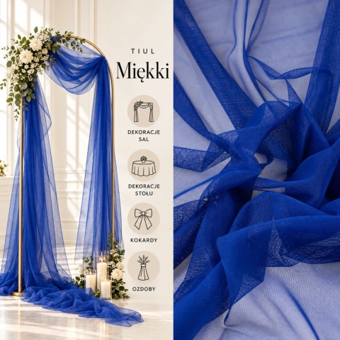 Tiul miękki chabrowy na metry - szer. 150 cm - 30 g/m²