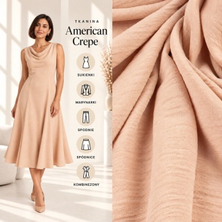 Tkanina American Crepe beżowa na metry - szer. 150 cm - 140 g/m²
