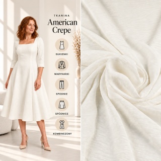 Tkanina American Crepe ecru na metry - szer. 150 cm - 140 g/m²