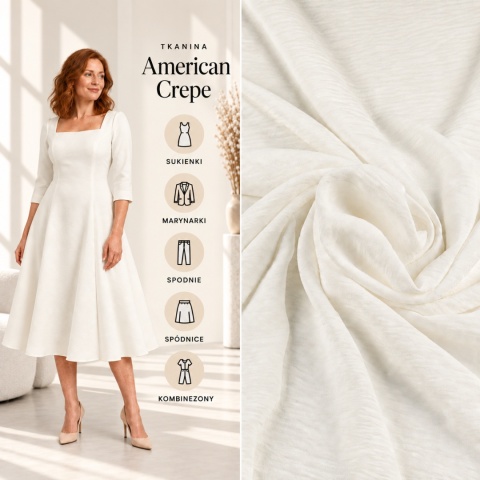 Tkanina American Crepe ecru na metry - szer. 150 cm - 140 g/m²