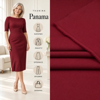 Tkanina Panama bordowa na metry - szer. 150 cm - 260 g/m²