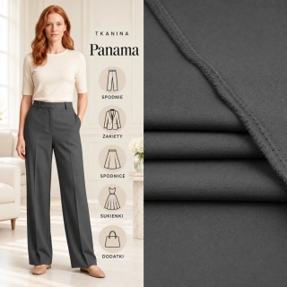 Tkanina Panama ciemnoszara na metry - szer. 150 cm - 260 g/m²